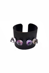 Erik Halley Black Metal Cuff Bracelet with Amethyst Spike Crystals