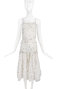 Vintage White Eyelet Lace Liberty Floral Print David Hamilton Dress