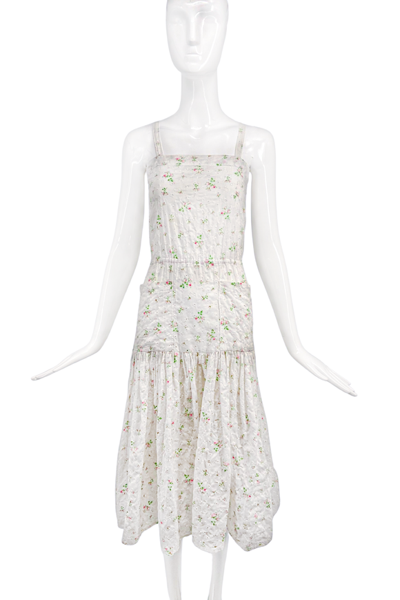 Vintage White Eyelet Lace Liberty Floral Print David Hamilton Dress