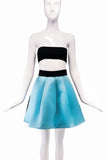 Fausto Puglisi Pale Aquamarine Blue Satin Crinoline A Line Pleated Mini Skirt