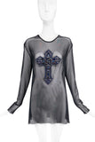 Faith Connexion Black Sheer Net Oversized Textured Cross Top Dress