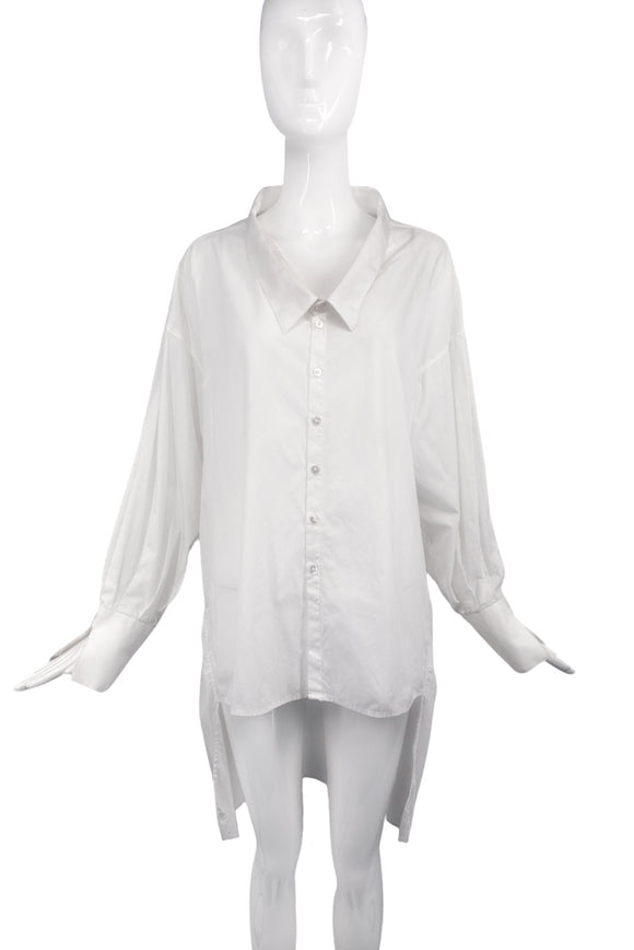 Faith Connexion White Oversized Peter Collar High Low Shirt Dress