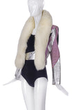 Fausto Puglisi Pink and Silver "Glam Rock" Jacket with Fox Fur Collar