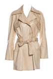 Fendi  Tan Nude Leather Trench with Perforation and Stitching