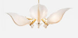 Spectacular six leaf handblown Murano glass chandelier designed by Franco Luce 1970's