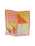 Vintage Yellow Orange Geometric Print Silk Scarf