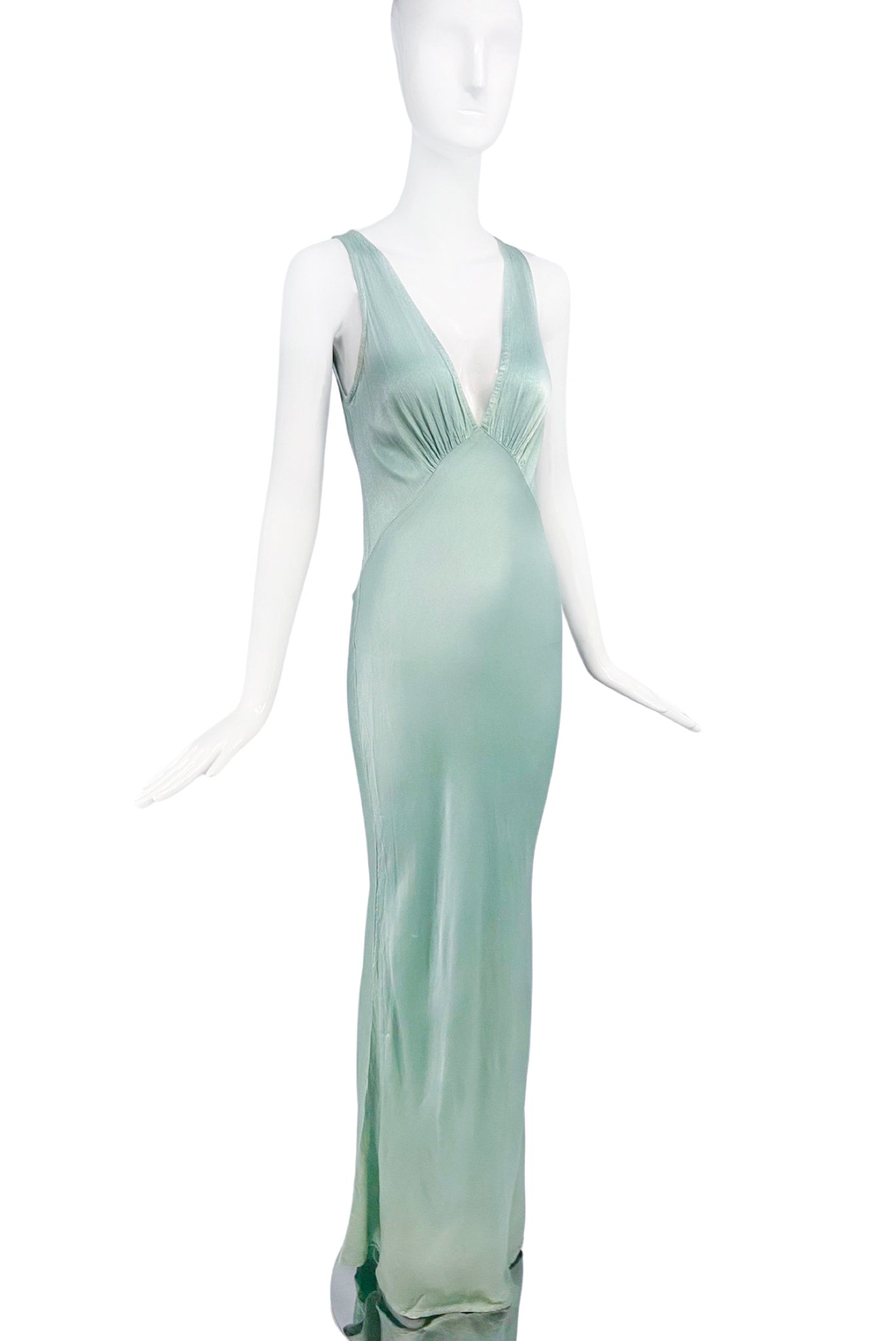 Ghost Sea Foam Green Turquoise Satin Silk Bias Cut Slip Dress Gown Gal PaumLosAngeles Ghost Sea Foam Green Turquoise Satin Silk Bias Cut Slip Dress Gown Gal PaumLosAngeles