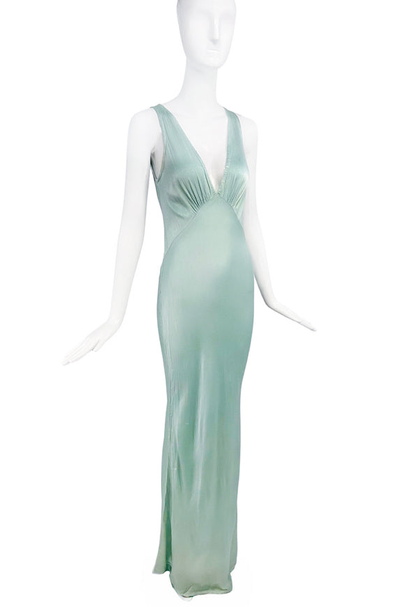 Ghost Sea Foam Green Turquoise Satin Silk Bias Cut Slip Dress Gown Galliano Style