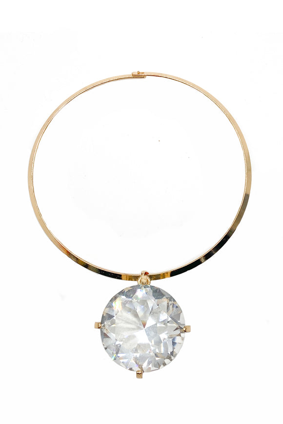 Vintage Gold Giant 3D Diamond Necklace