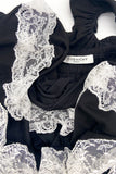 Givenchy Black Cotton Tiered Skirt with Lace Ruffles