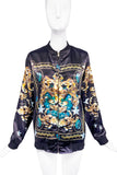 Givenchy Gold Blue Black Satin Baroque Star Print Bomber Jacket