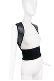 Givenchy Black Corset Halter Vest Harness Leather Shoulder Strap Knit Top