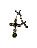 Givenchy Jet Black Couture Craftsman Extra Long Rosary Cross Necklace Spring 2016 Runway