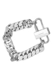 Givenchy Silver Metal Curb Chain Logo Clasp Bracelet
