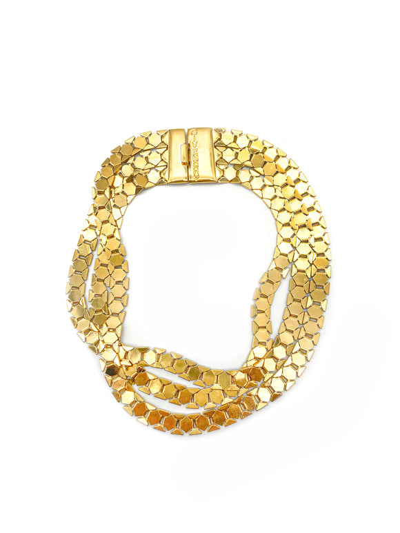 Givenchy Gold Triple Hexagon Tank Chain Choker Necklace