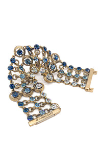 Givenchy Aquamarine, Sapphire Blue and Crystal Gold Chain Bracelet