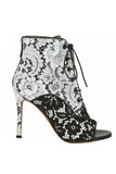 Givenchy Black and White Lace Peep-Toe Heeled Booties