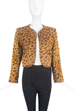 Givenchy Leopard Print Suede Cropped Jacket with Rope Trim