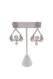Givenchy Silver Floral Trapeze Earrings with Crystals