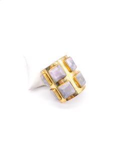 Vintage "Hera" Cuff Bracelet with Lavender Square Faceted Stones