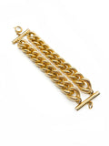 Vintage Gold Double Chain and Bar Bracelet