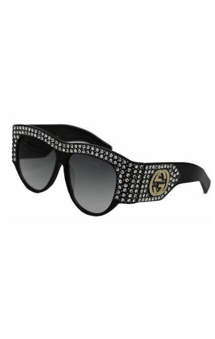 Gucci Black with Crystal Rhinestone Encrusted Sunglasses