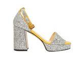 Gucci Silver Glitter Gold Platform Sandal Shoes