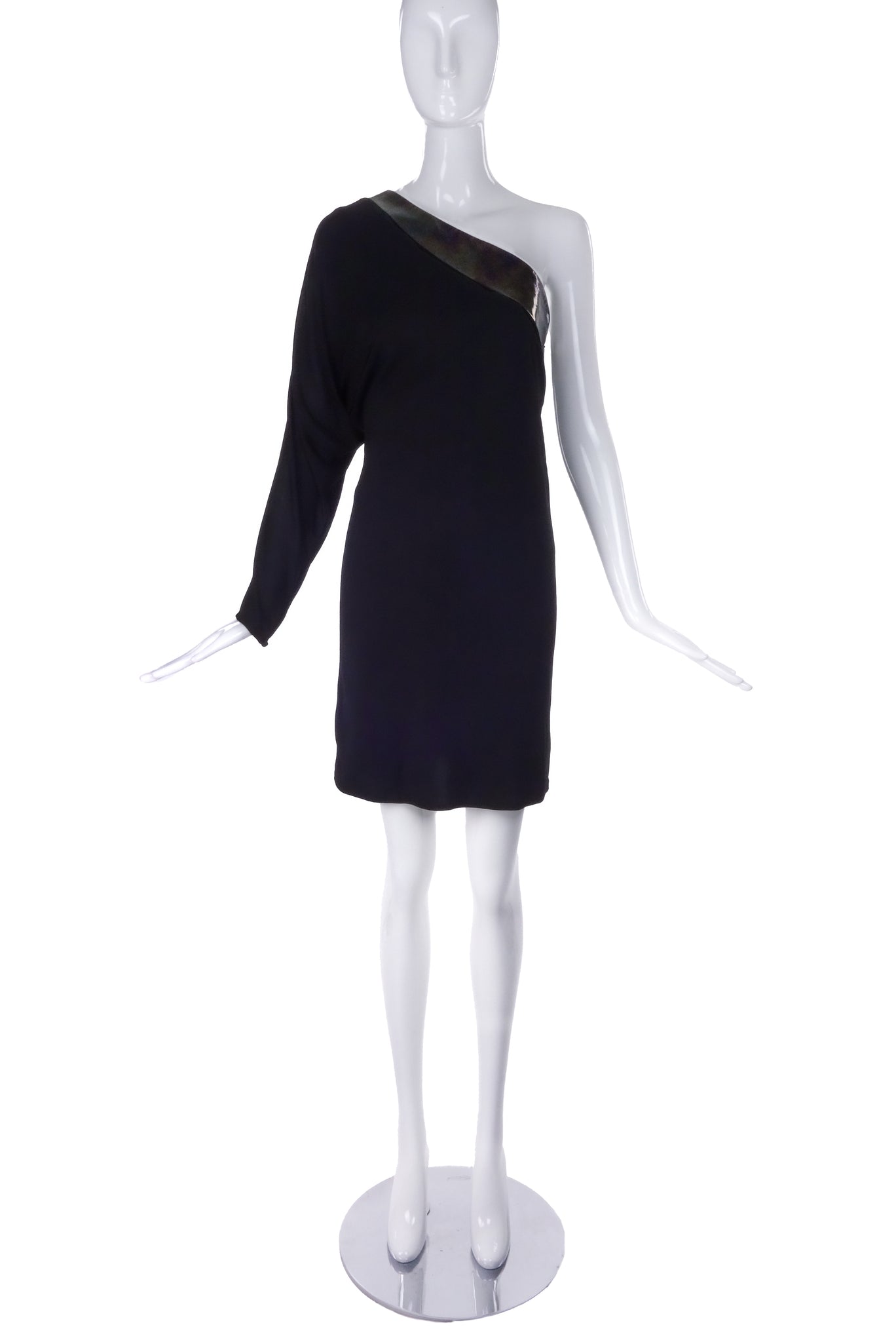 gucci one shoulder dress One-sleeve asymmetric jersey gown - black