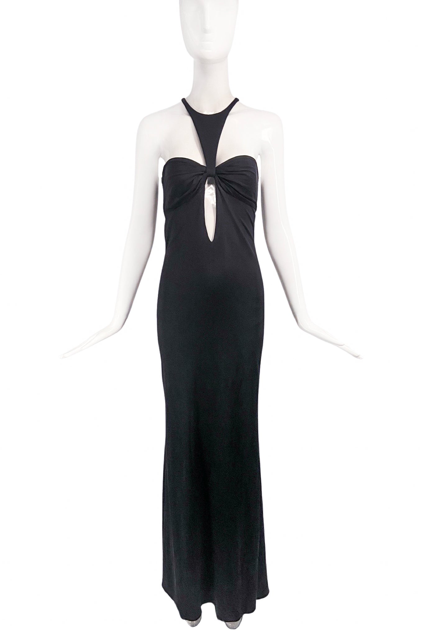 Gucci Black Jersey Cut-Out with Draped Back Dress Gown PaumLosAngeles Gucci Black Jersey Cut-Out with Draped Back Dress Gown PaumLosAngeles