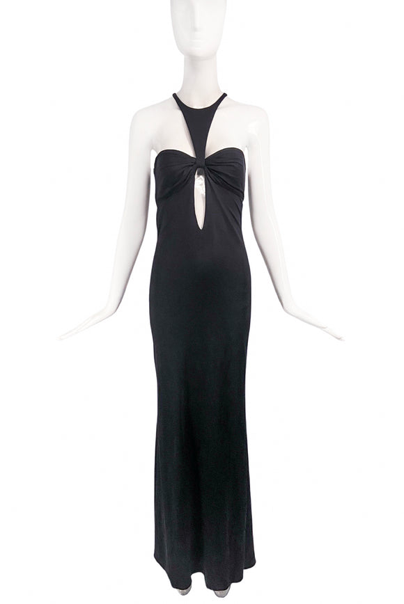 gucci open back long satin dress Long silk dress with crystal Horsebit in ivory