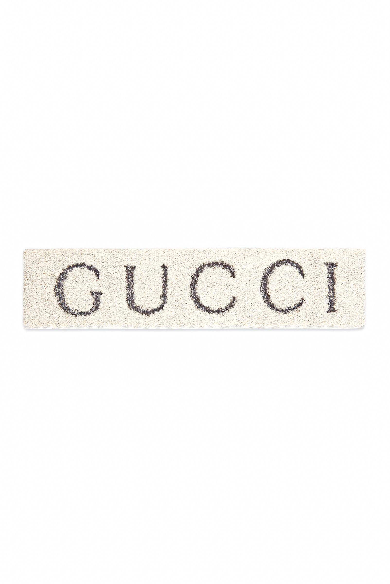 Gucci Cream Terry Cloth Headband with Green and Red Logo Patch ?️ Authentic GUCCI LOGO STRIPE WEB Elastic HEADBAND and  main image 2