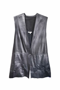Helmut Lang Black Leather Oversize Vest
