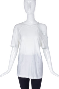 Helmut Lang White T-Shirt with a Shoulder Cut-Out