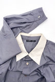 Helmut Lang Gray Nylon Silk Shirt with Contrasting White Collar