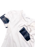 Helmut Lang White Cut-Out Sleeve T-Shirt with Black Latex Detail