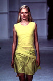 Helmut Lang Neon Yellow Polo Shirt with Cut-Out Sleeve Detail Spring Summer 1997