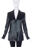 Helmut Lang Black Textured Satin Fitted Blazer Suit Jacket