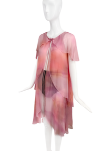 Holly Harp Tie Dye Ombre Chiffon Capelet Dress