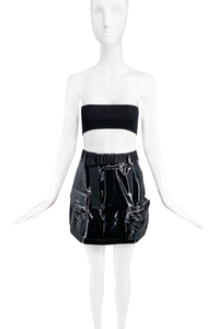 I am Gia Black Vinyl Skirt with Pockets
