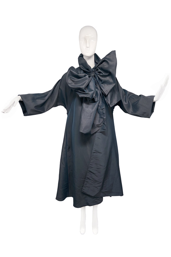 Vintage Black Gray Oversized Bow Rain Coat Cape