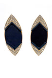 Valentino Silver Triangular Pentagon Vintage Black Enamel Rhinestone Earrings - BOUTIQUE PURCHASE PRICE