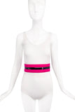 Alexander McQueen Fuchsia Pink Silk and Black Patent Leather Stripe Waist Belt SS2008