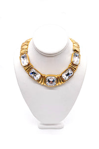 Yves Saint Laurent Gold Chunky Diamond Square 1980's Necklace