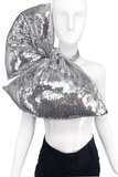 Cheng-Huai Chuang Silver Sequin Oversize Neck Bow Tie