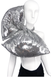 Cheng-Huai Chuang Silver Sequin Oversize Neck Bow Tie