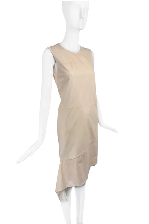 Reed Krakoff Ivory Leather Asymmetrical Hem Dress