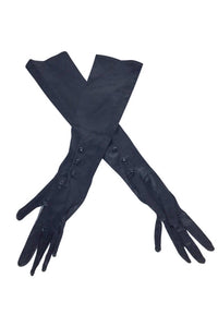 Vintage Black 1950's Opera Length Gloves with 3 Buttons