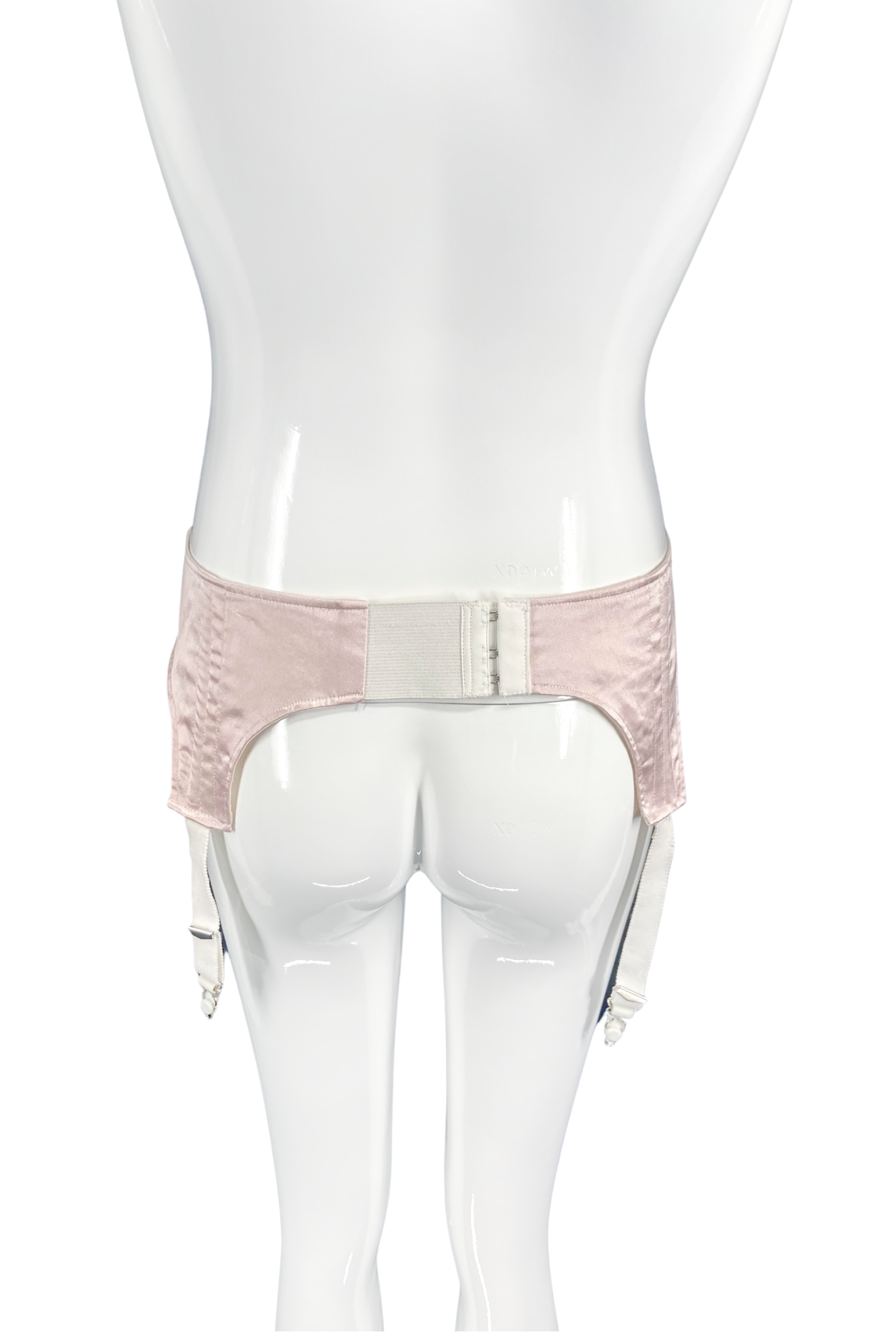 Vintage Pale Pink Satin Garter Belt with White Elastic