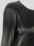 Maison Margiela Black Long Satin Dress Gown with Circle Shoulder Details Lay Flat 1998