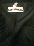 Sonia Rykiel Black Marabou Plume Feather "Fur" Coat with Shoulder Pads 1991 Collection
